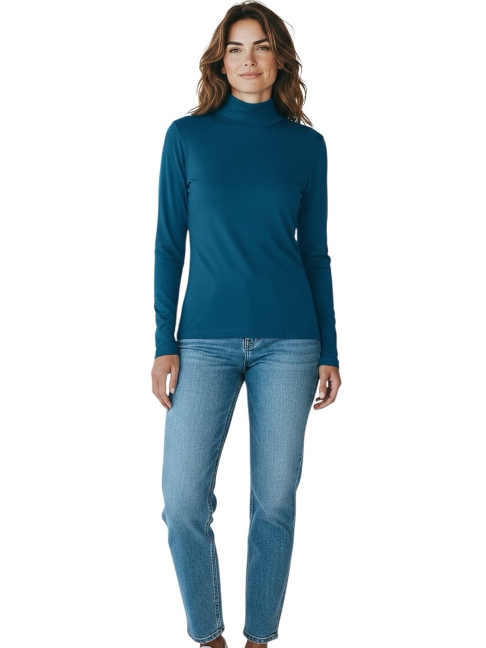 Wicked Wool Mock Neck Base Layer Pullover Long Sleeve Top Blue Womens M NEW